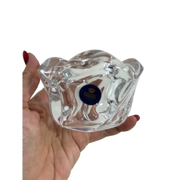 Royal Copenhagen Votive Candle Holder Vtg Clear Glass Denmark Lotus Collectible - Picture 3 of 11